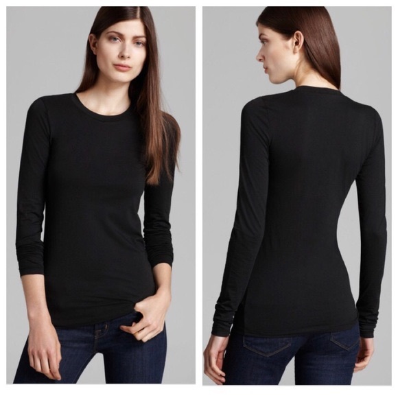 Theory Tops - THEORY | Black Cotton Long Sleeve Jackson 3 Tee
